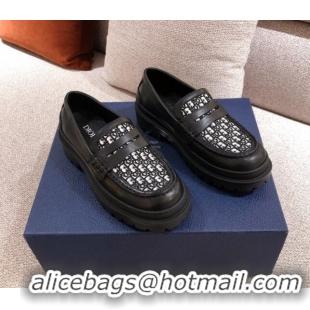 Best Price Dior x Stussy Oblique Canvas Platform Loafers 92716 Black 2020