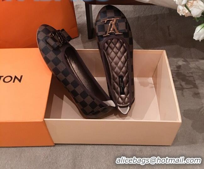 Duplicate Louis Vuitton Damier Ebene Canvas LV Bow Flat Ballerina 71428