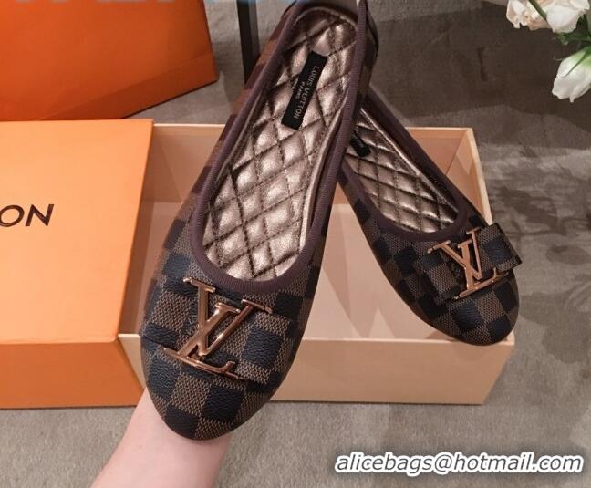 Duplicate Louis Vuitton Damier Ebene Canvas LV Bow Flat Ballerina 71428