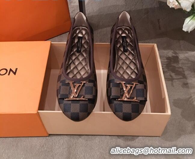 Duplicate Louis Vuitton Damier Ebene Canvas LV Bow Flat Ballerina 71428