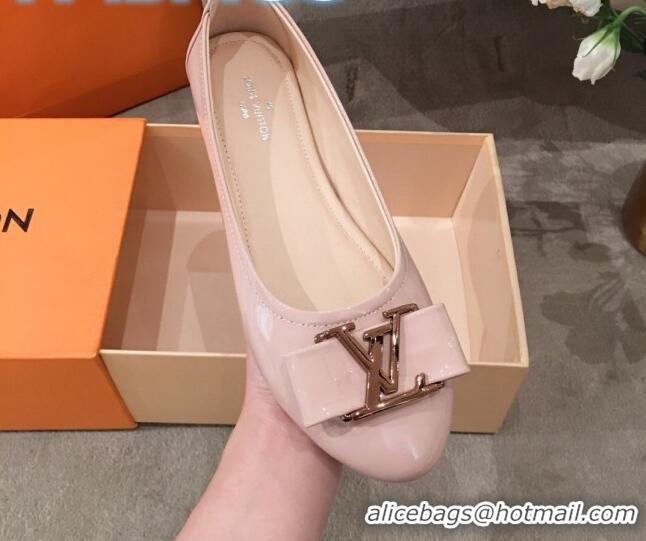 Best Product Louis Vuitton Patent Leather LV Bow Flat Ballerina 71429 Pink 2020