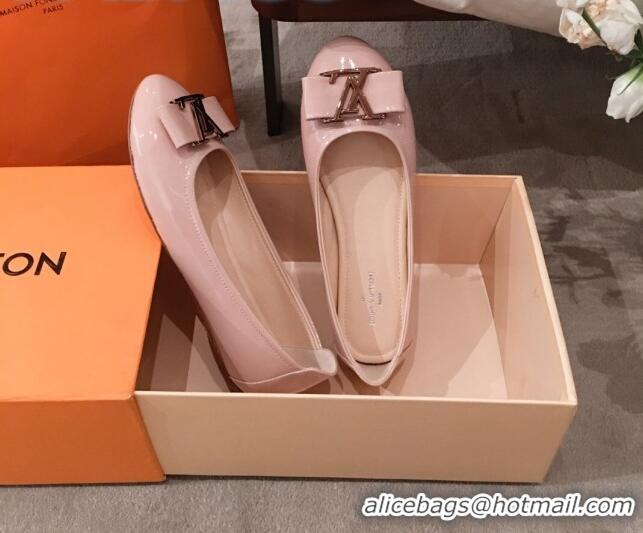 Best Product Louis Vuitton Patent Leather LV Bow Flat Ballerina 71429 Pink 2020