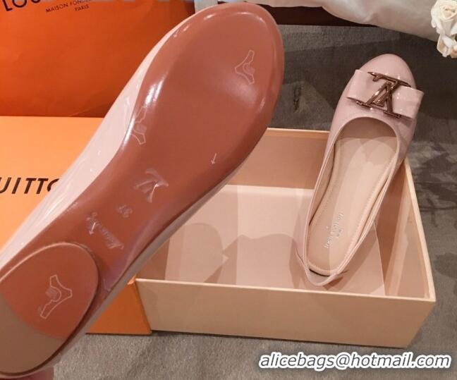 Best Product Louis Vuitton Patent Leather LV Bow Flat Ballerina 71429 Pink 2020