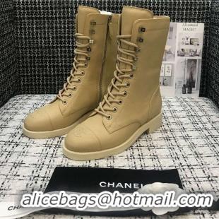 New Design Chanel Grade Quality Leather Boots C1152 Apricot