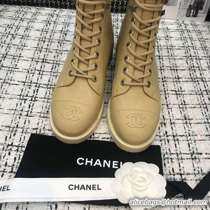 New Design Chanel Grade Quality Leather Boots C1152 Apricot