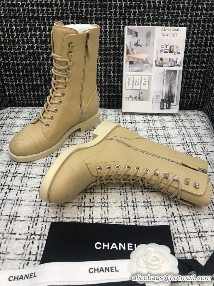 New Design Chanel Grade Quality Leather Boots C1152 Apricot