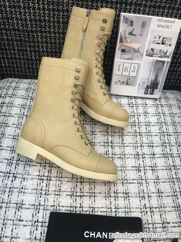 New Design Chanel Grade Quality Leather Boots C1152 Apricot