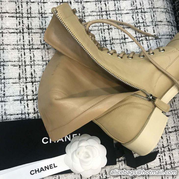 New Design Chanel Grade Quality Leather Boots C1152 Apricot