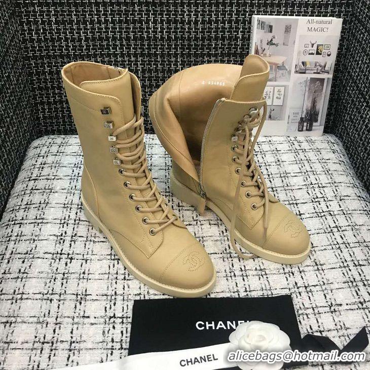 New Design Chanel Grade Quality Leather Boots C1152 Apricot