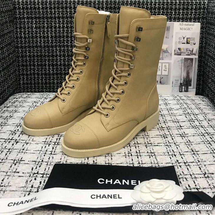 New Design Chanel Grade Quality Leather Boots C1152 Apricot