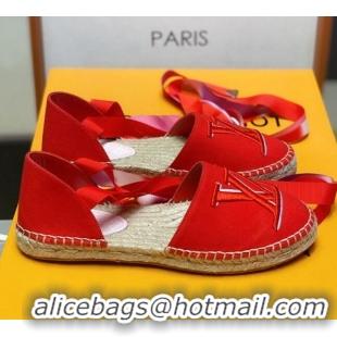 Super Quality Louis Vuitton LV Escale Starboard Lace-up Flat Espadrilles 72109 Red 2020