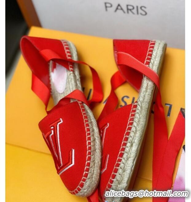 Super Quality Louis Vuitton LV Escale Starboard Lace-up Flat Espadrilles 72109 Red 2020