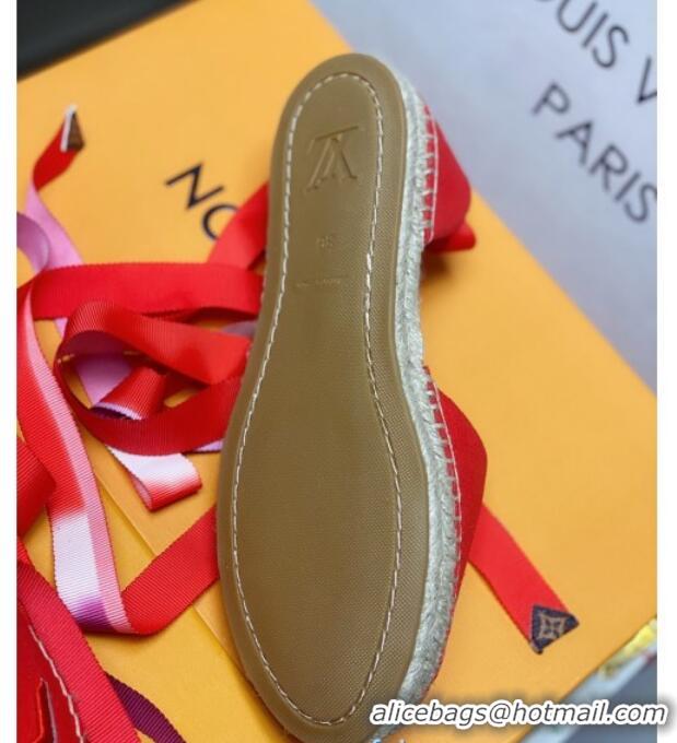 Super Quality Louis Vuitton LV Escale Starboard Lace-up Flat Espadrilles 72109 Red 2020