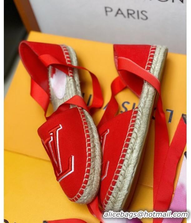 Super Quality Louis Vuitton LV Escale Starboard Lace-up Flat Espadrilles 72109 Red 2020