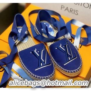 Best Luxury Louis Vuitton LV Escale Starboard Lace-up Flat Espadrilles 72109 Blue 2020