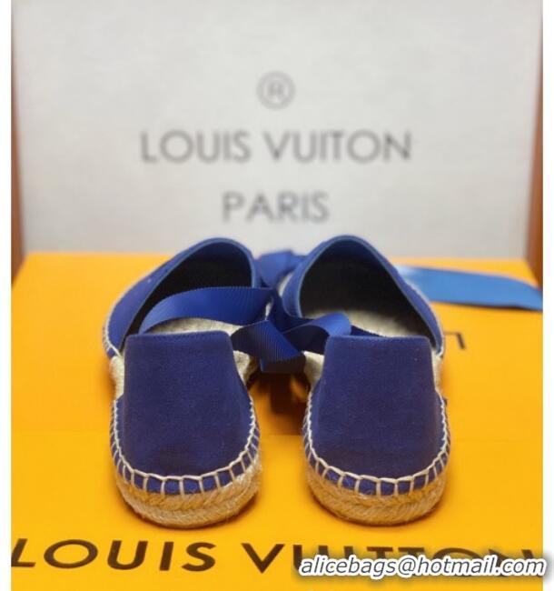 Best Luxury Louis Vuitton LV Escale Starboard Lace-up Flat Espadrilles 72109 Blue 2020