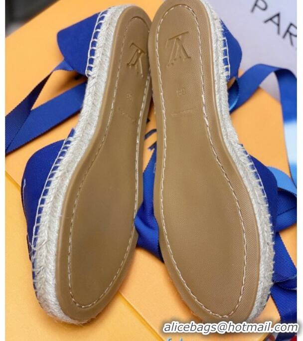 Best Luxury Louis Vuitton LV Escale Starboard Lace-up Flat Espadrilles 72109 Blue 2020