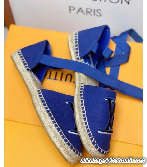 Best Luxury Louis Vuitton LV Escale Starboard Lace-up Flat Espadrilles 72109 Blue 2020