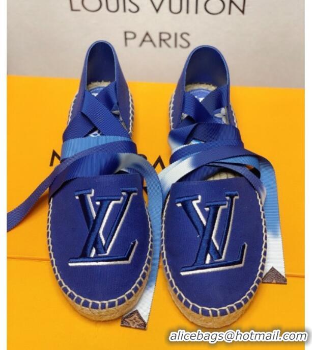 Best Luxury Louis Vuitton LV Escale Starboard Lace-up Flat Espadrilles 72109 Blue 2020