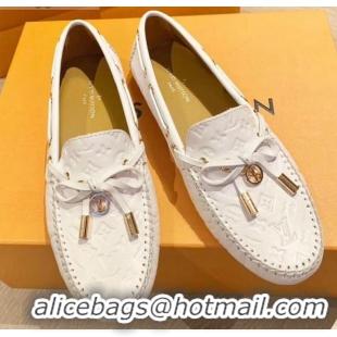 Top Quality Louis Vuitton LV Circle Gloria Flat Loafers in White Leather 72112