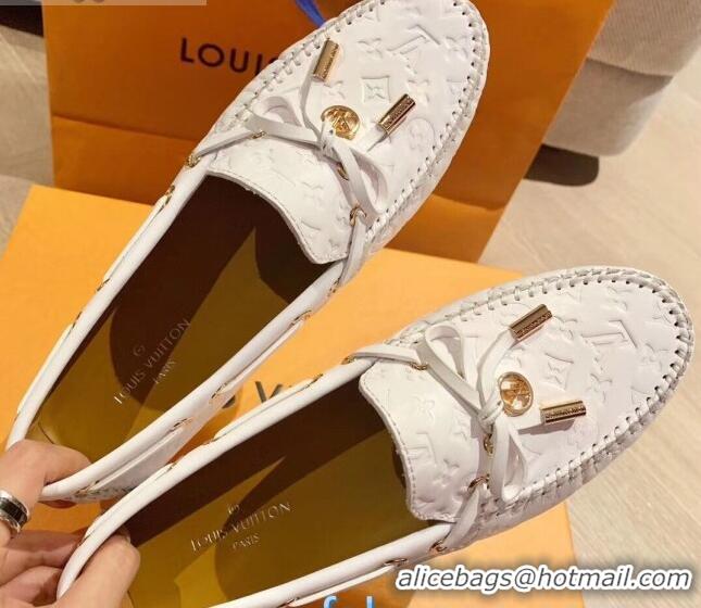 Top Quality Louis Vuitton LV Circle Gloria Flat Loafers in White Leather 72112