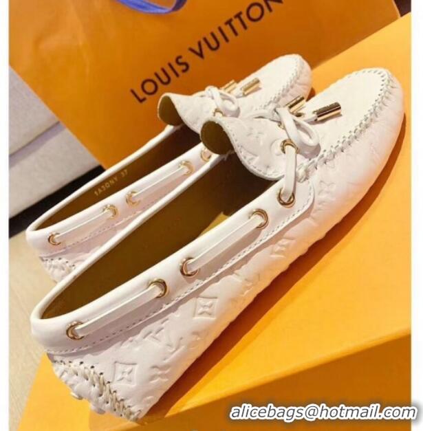 Top Quality Louis Vuitton LV Circle Gloria Flat Loafers in White Leather 72112