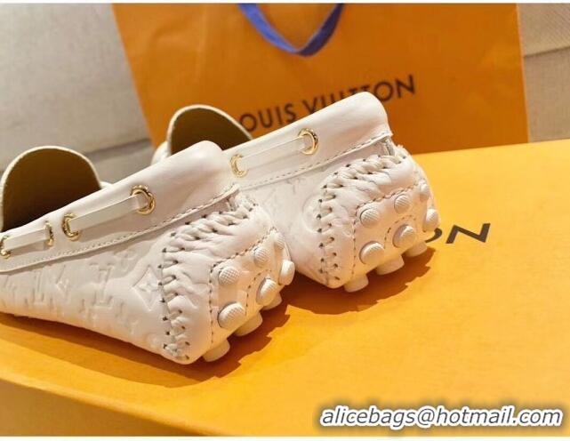 Top Quality Louis Vuitton LV Circle Gloria Flat Loafers in White Leather 72112