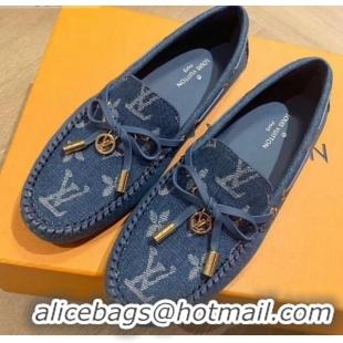 Low Price Louis Vuitton LV Circle Gloria Flat Loafers in Blue Denim 72113