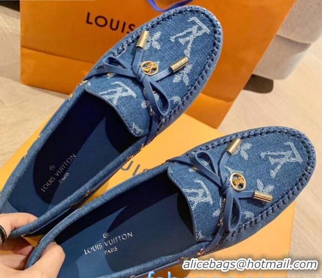 Low Price Louis Vuitton LV Circle Gloria Flat Loafers in Blue Denim 72113