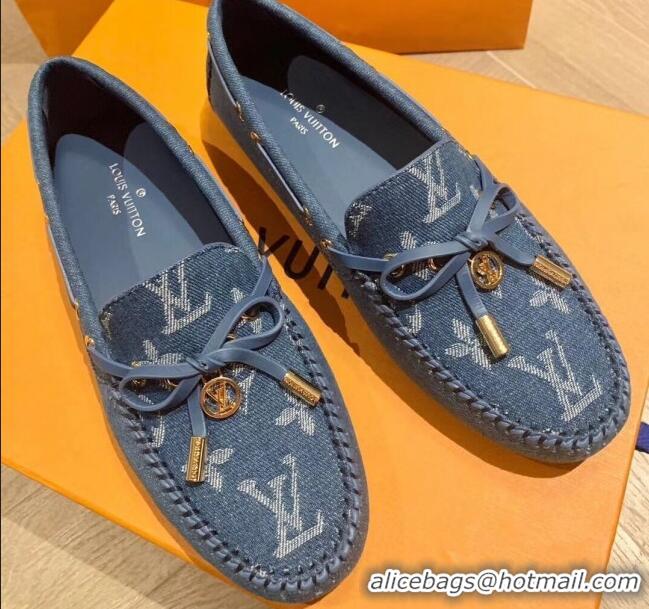 Low Price Louis Vuitton LV Circle Gloria Flat Loafers in Blue Denim 72113