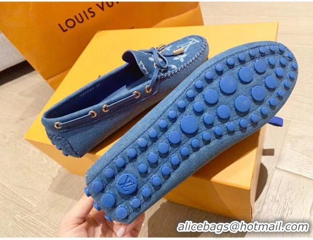 Low Price Louis Vuitton LV Circle Gloria Flat Loafers in Blue Denim 72113