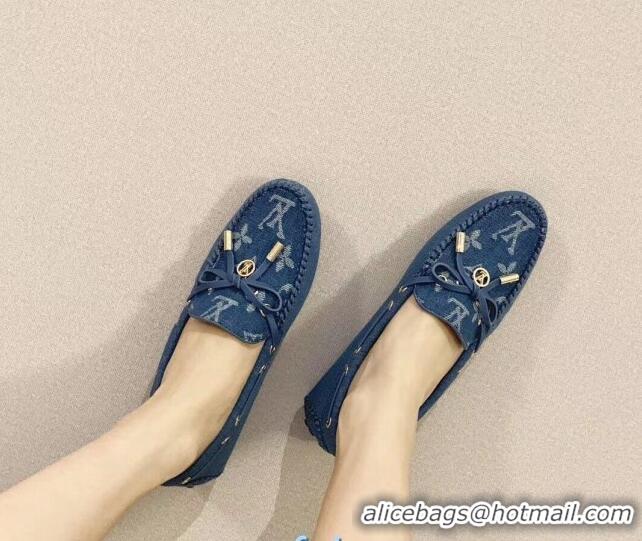 Low Price Louis Vuitton LV Circle Gloria Flat Loafers in Blue Denim 72113