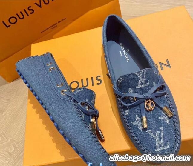 Low Price Louis Vuitton LV Circle Gloria Flat Loafers in Blue Denim 72113