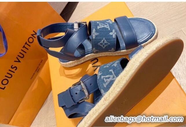 Promotional Louis Vuitton Starboard Flat Espadrille Sandal 1A7RCN Blue 2020