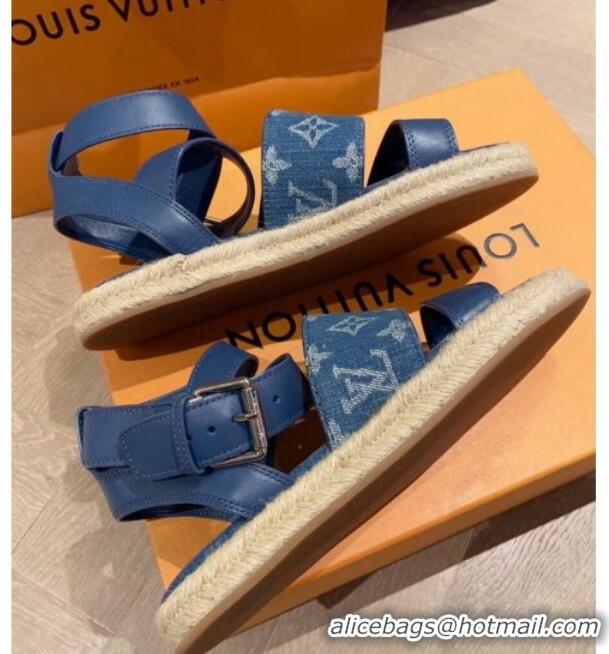 Promotional Louis Vuitton Starboard Flat Espadrille Sandal 1A7RCN Blue 2020