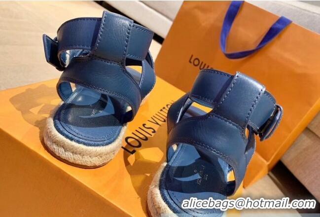 Promotional Louis Vuitton Starboard Flat Espadrille Sandal 1A7RCN Blue 2020