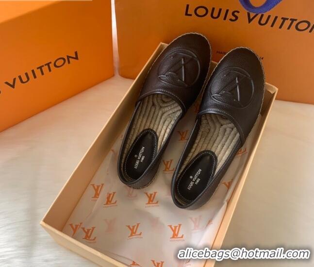 Grade Louis Vuitton Leather LV Circle Starboard Flat Espadrille Black 2020