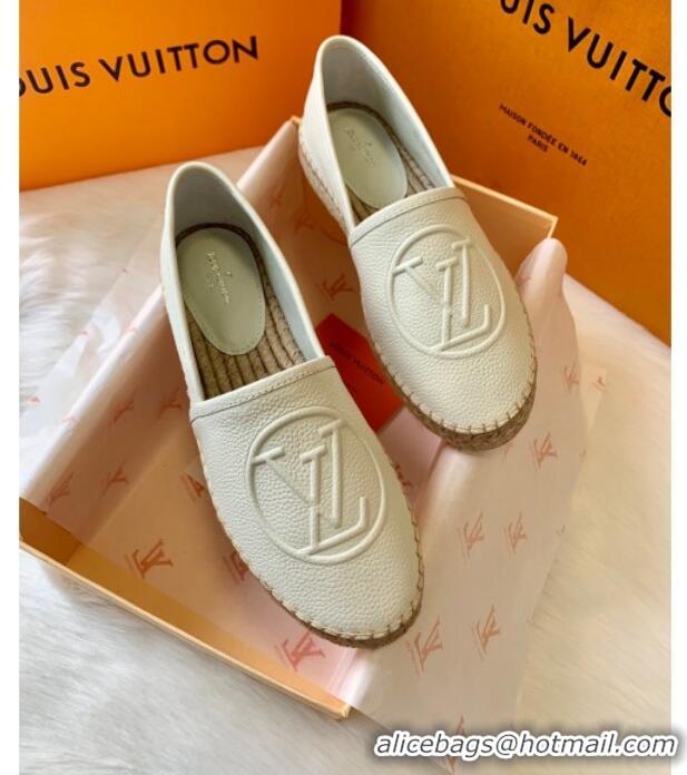 Low Price Louis Vuitton Leather LV Circle Starboard Flat Espadrille 72118 White 2020