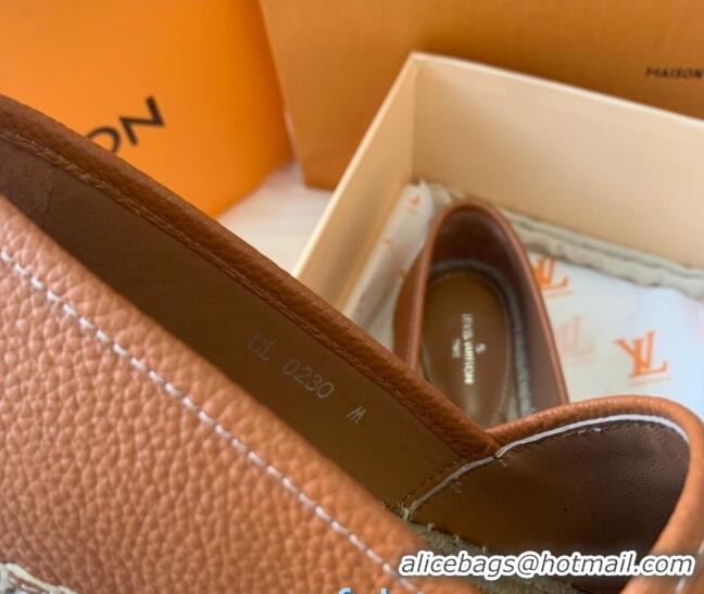 Best Price Louis Vuitton Leather LV Circle Starboard Flat Espadrille 72118 Brown 2020