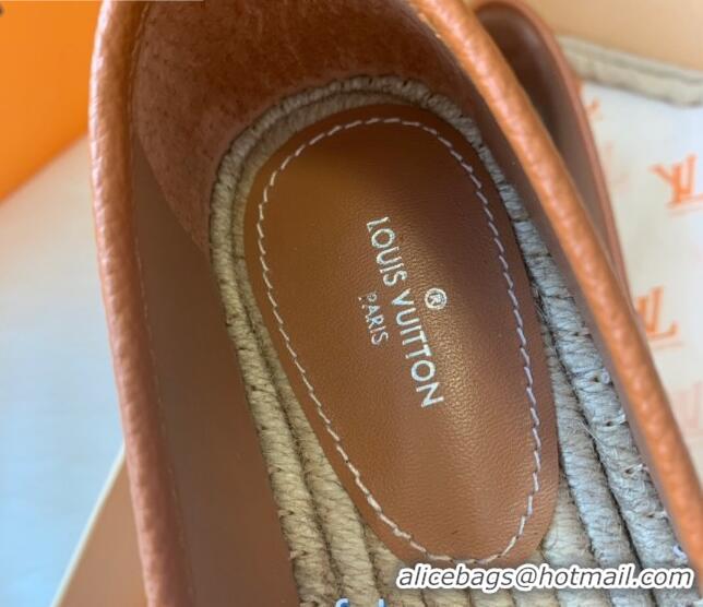 Best Price Louis Vuitton Leather LV Circle Starboard Flat Espadrille 72118 Brown 2020