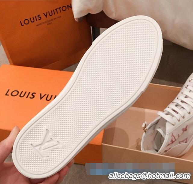 Cute Louis Vuitton Stellar Sneaker Boot in Pink Monogram Print Transparent Fabric 72201 2020