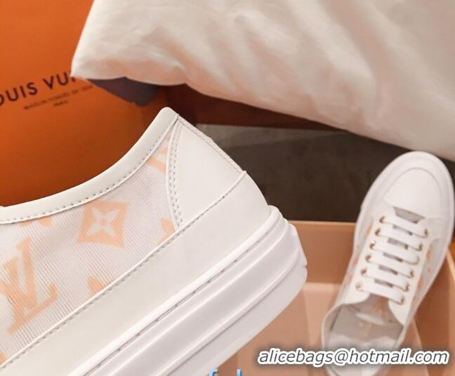 Elegant Louis Vuitton Stellar Sneakers in Orange Monogram Print Transparent Fabric 72205 2020 