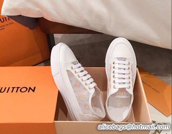 Elegant Louis Vuitton Stellar Sneakers in Orange Monogram Print Transparent Fabric 72205 2020 