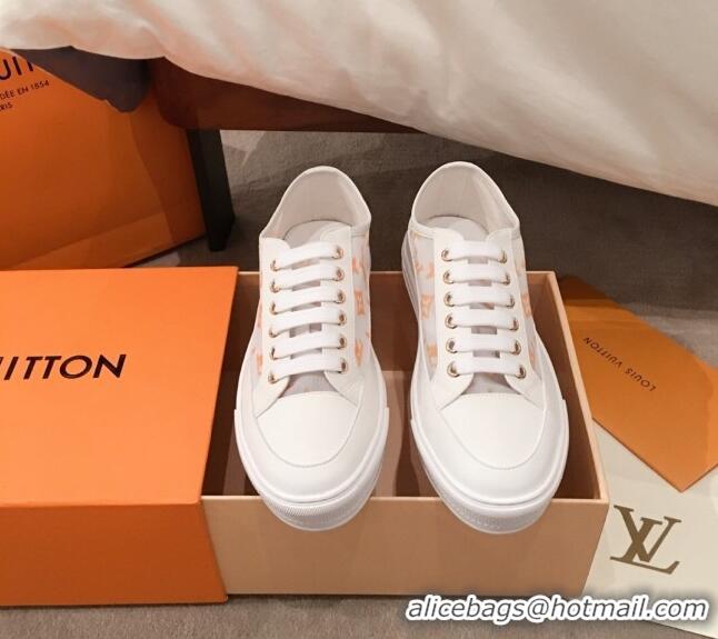 Elegant Louis Vuitton Stellar Sneakers in Orange Monogram Print Transparent Fabric 72205 2020 