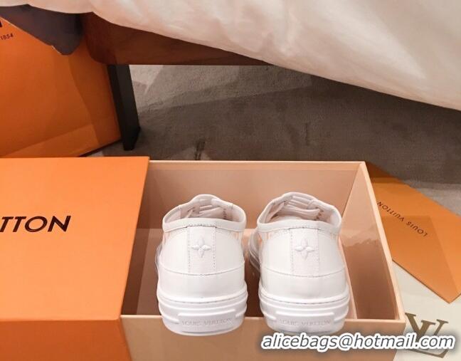 Elegant Louis Vuitton Stellar Sneakers in Orange Monogram Print Transparent Fabric 72205 2020 