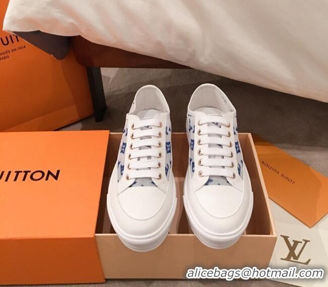 Practical Louis Vuitton Stellar Sneakers in Blue Monogram Print Transparent Fabric 72206 2020 