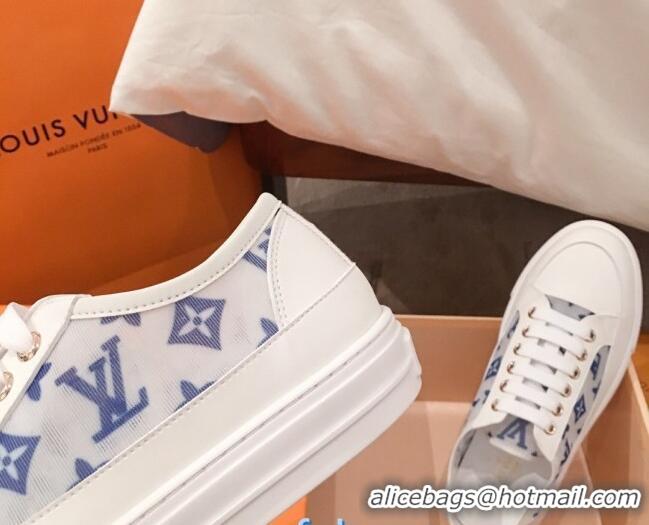 Practical Louis Vuitton Stellar Sneakers in Blue Monogram Print Transparent Fabric 72206 2020 