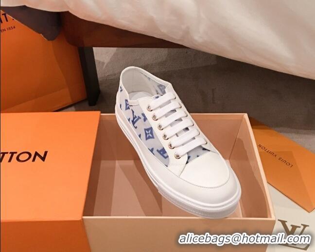 Practical Louis Vuitton Stellar Sneakers in Blue Monogram Print Transparent Fabric 72206 2020 