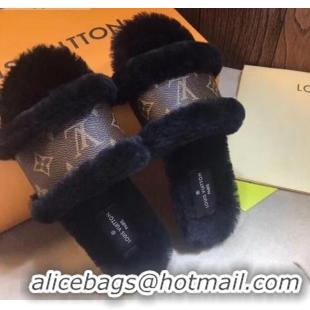 Best Price Chanel Lock It Wool Monogram Canvas Flat Mules 72504 Black 2020