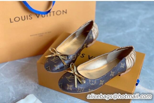 Unique Style Louis VuittonJoy Bow Ballerinas Gold Leather 80726